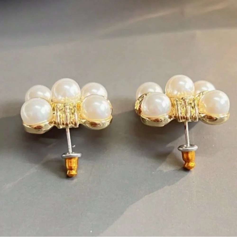 Regal Pearl Medallion Post Earrings